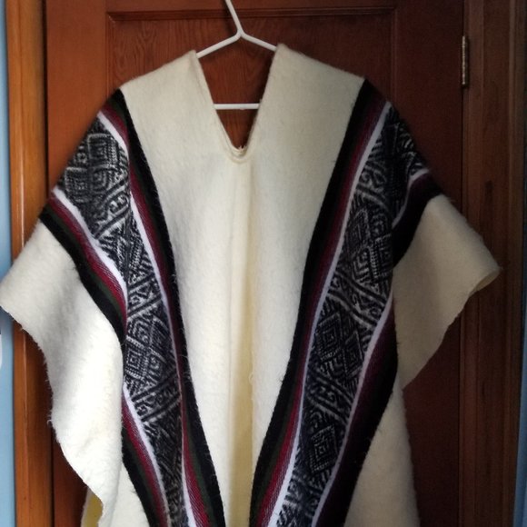 Other - COPY - Blanket poncho, traditional Ecuador style, with an attractive geometric …